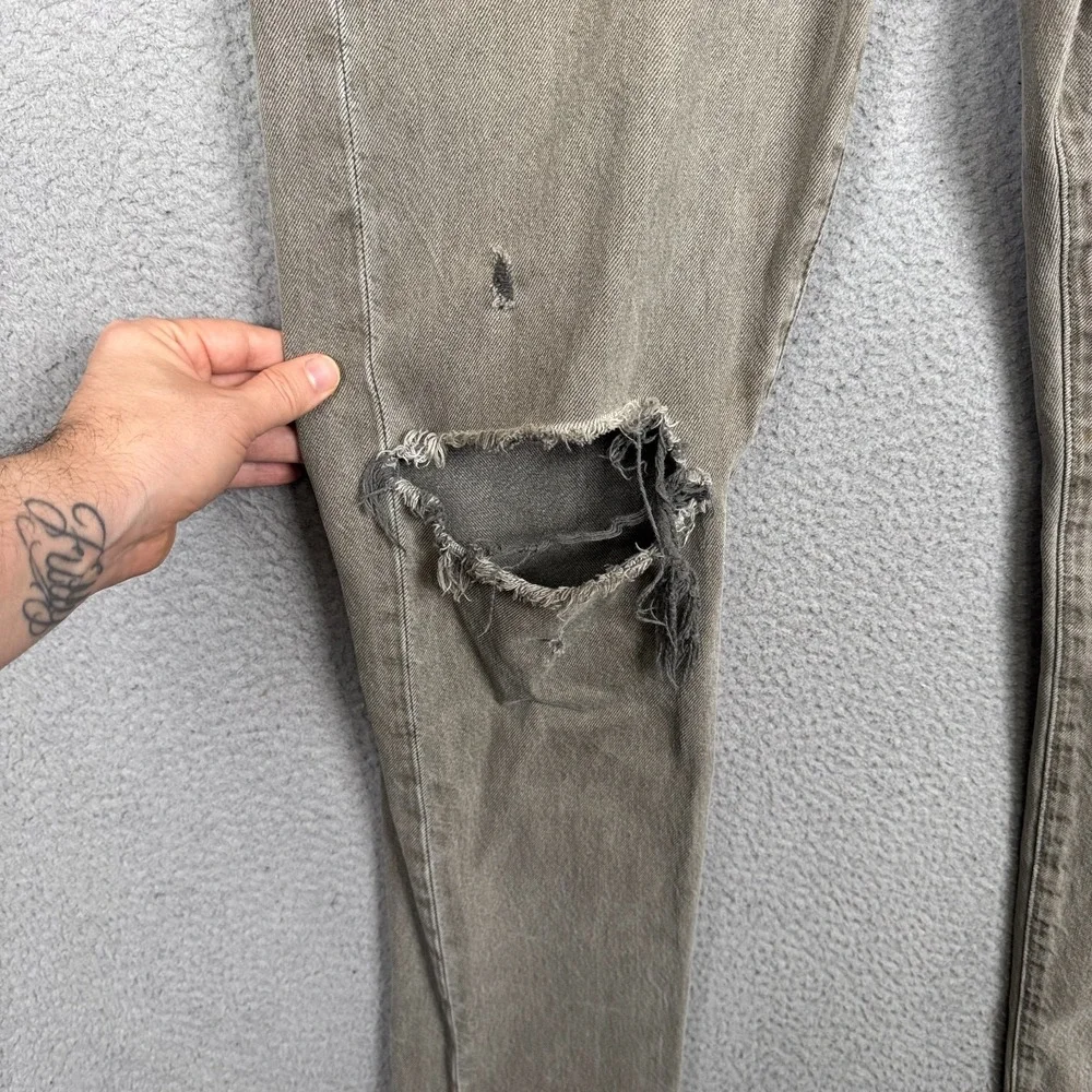 Levis Jeans Mens 32x32 Gray‎ 501 CT Distressed Grunge Punk Goth Indie Denim
